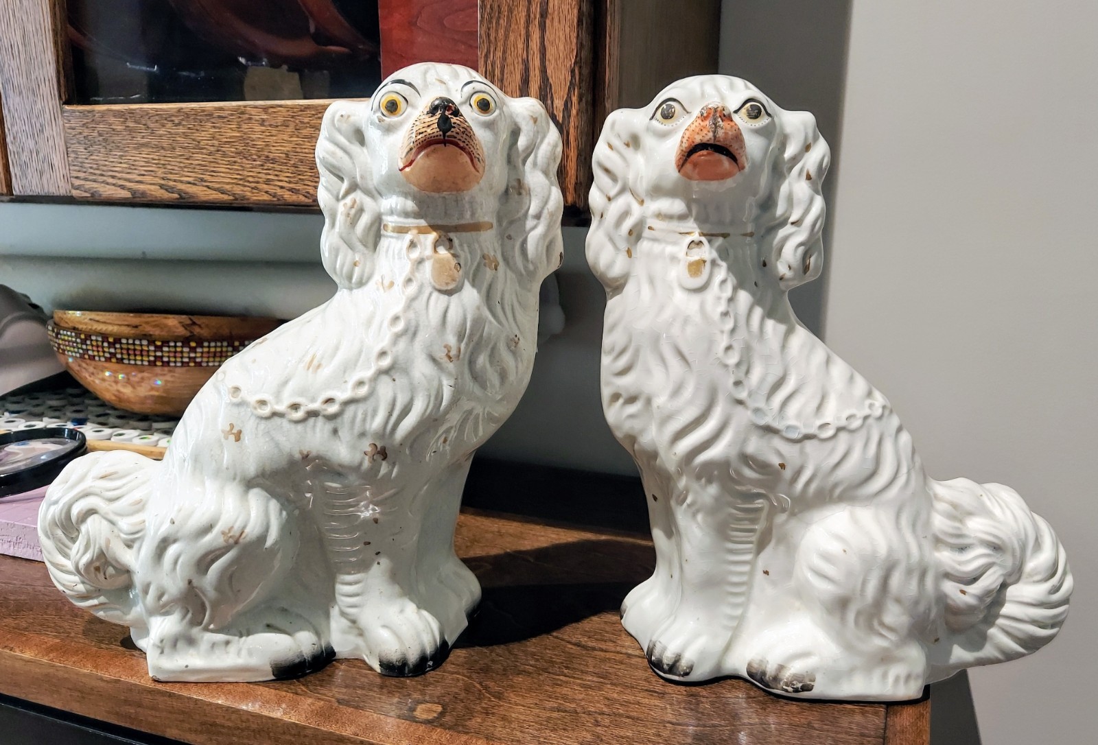 :arge Beautiful Pair of 19C Dog's . Rare Royal Staffordshire Spaniel. 12.75 :arge Beautiful Pair of 19C Dog's . Rare Royal Staffordshire Spaniel. 12.75