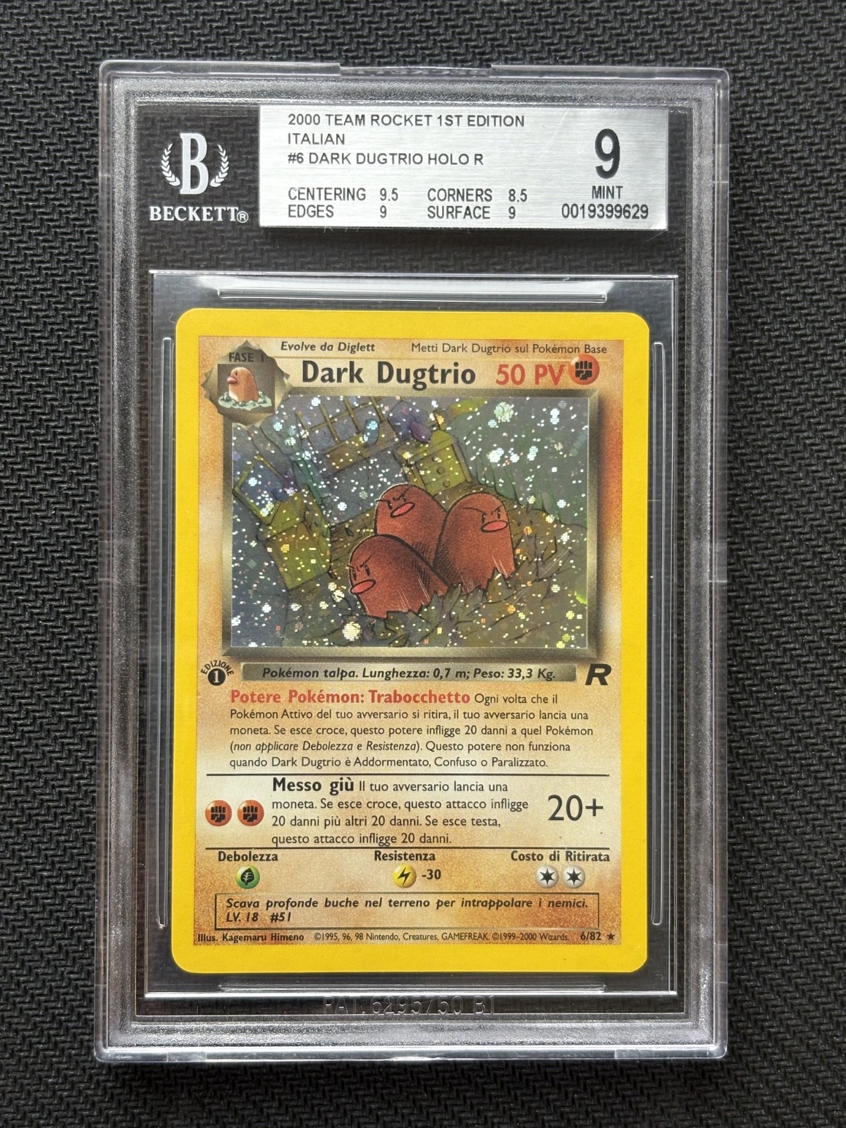 Pokemon Card Dark Dugtrio First Edition Team Rocket ITA BGS 9 Near Mint