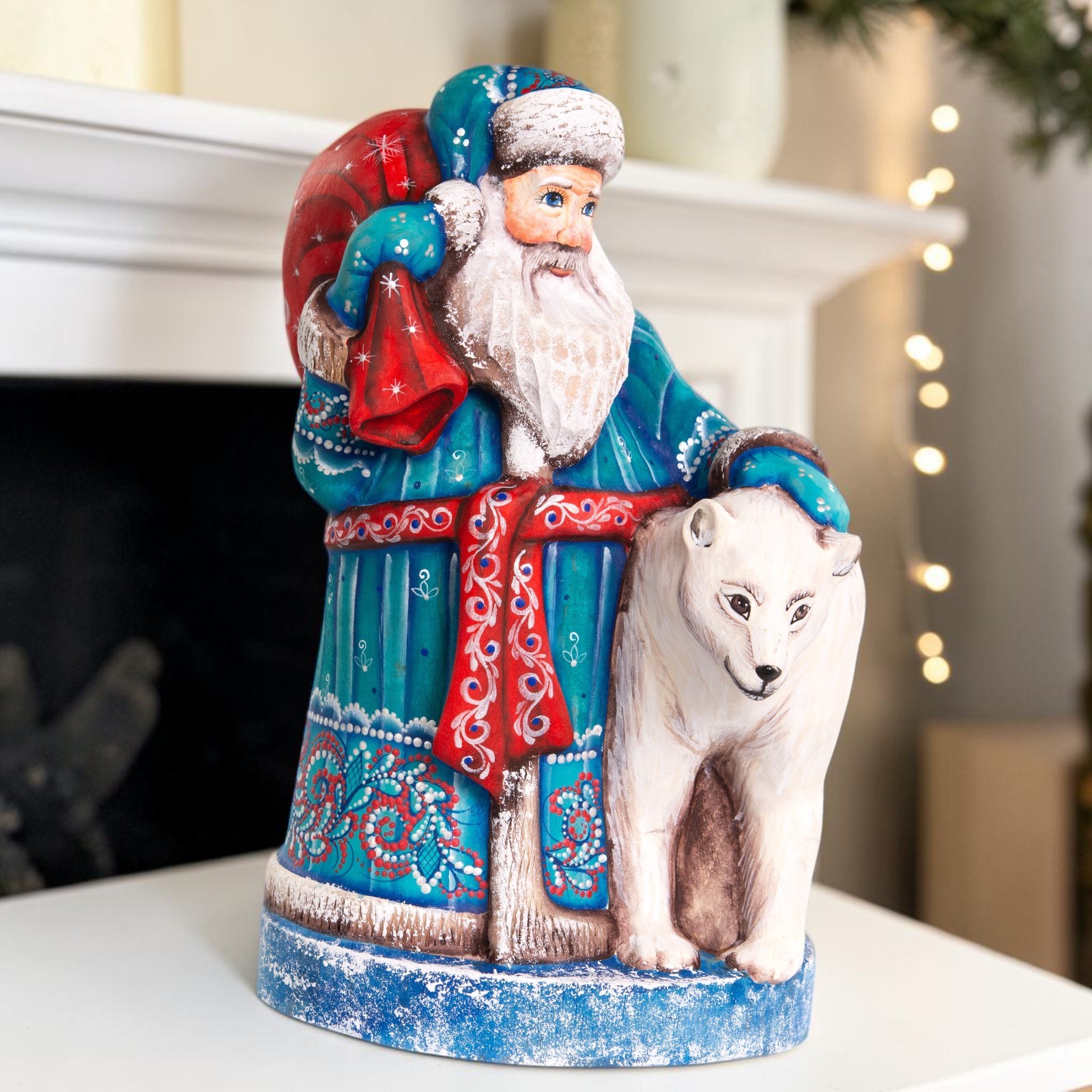 Blue Santa Figurine 9.5\
