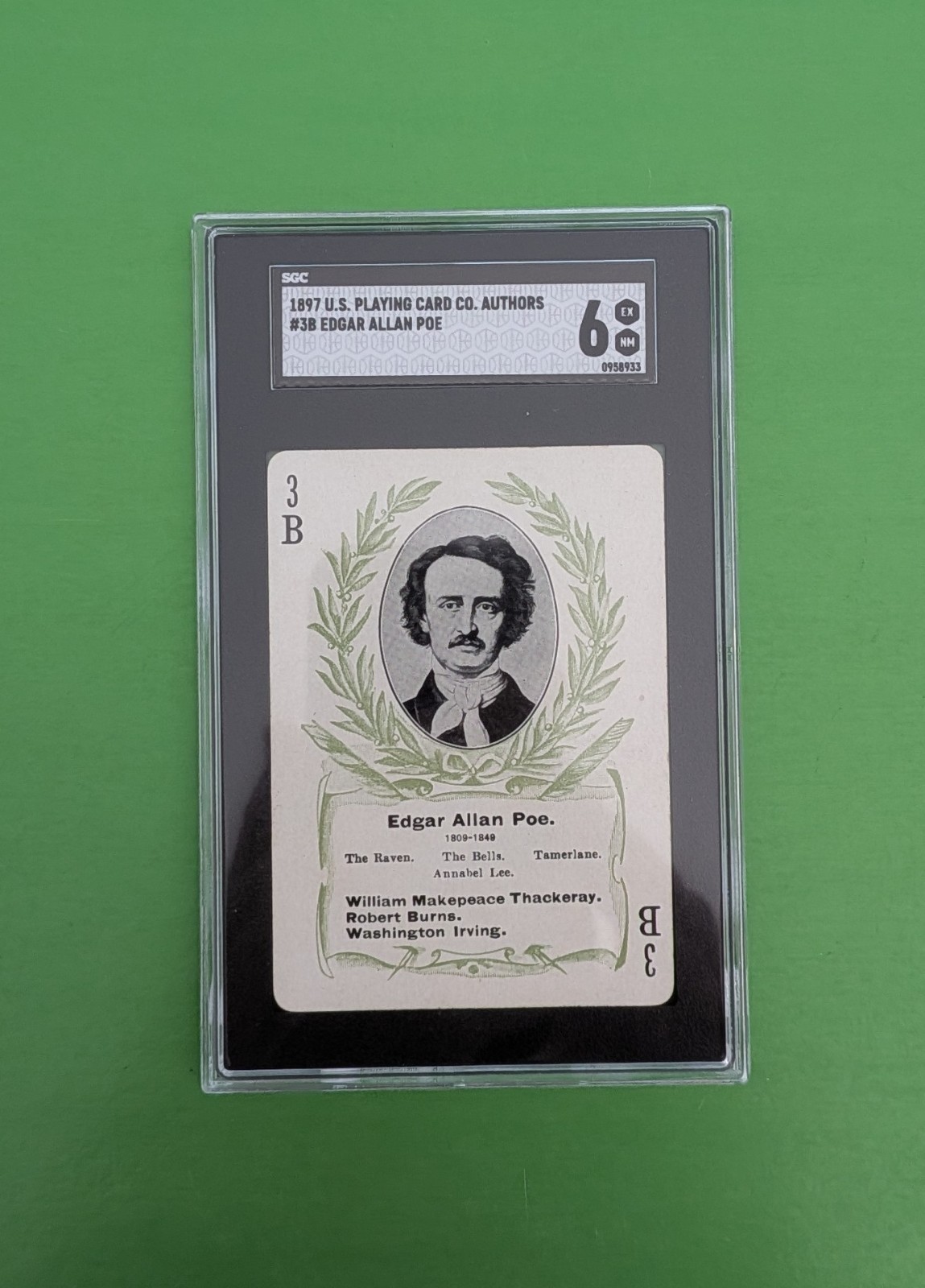Edgar Allan Poe 1897 Playing Card Authors #3B SGC 6 LOW POP of 2 ONLY 1 HIGHER