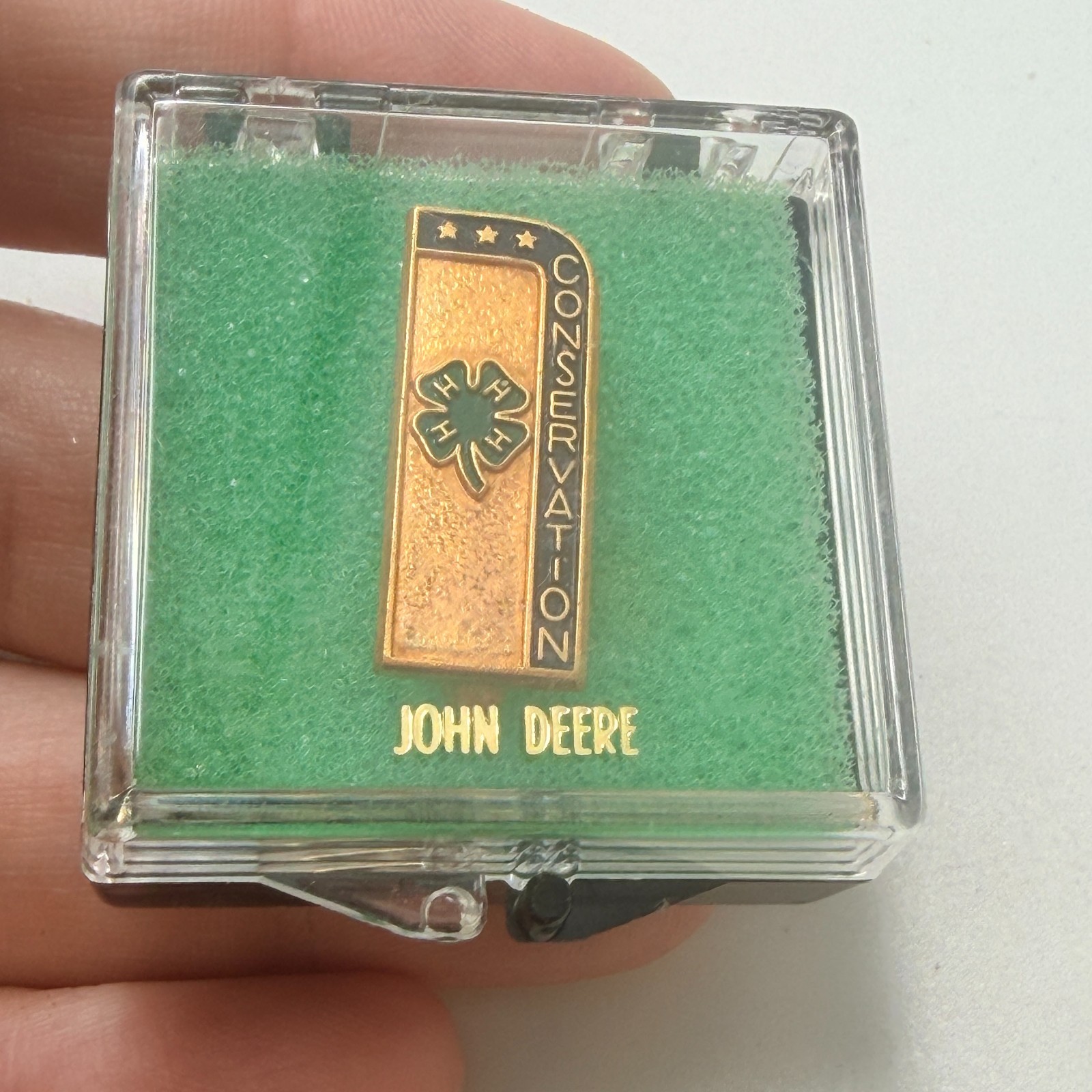 4H Club Conservation Clover Pin Three Star Merit John Deere Award 4-H Vintage