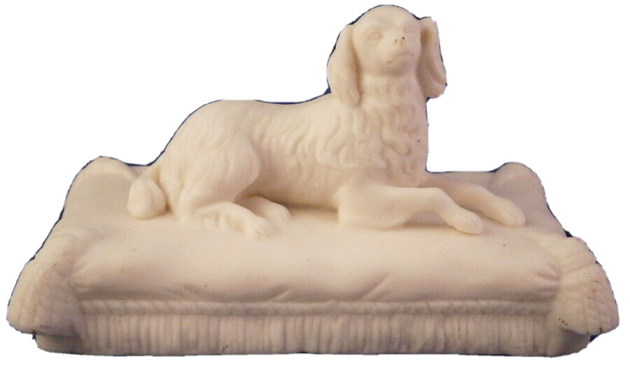 Antique Minton Porcelain Parian Spaniel Dog on Pillow Figurine Figure Mintons Antique Minton Porcelain Parian Spaniel Dog on Pillow Figurine Figure Mintons