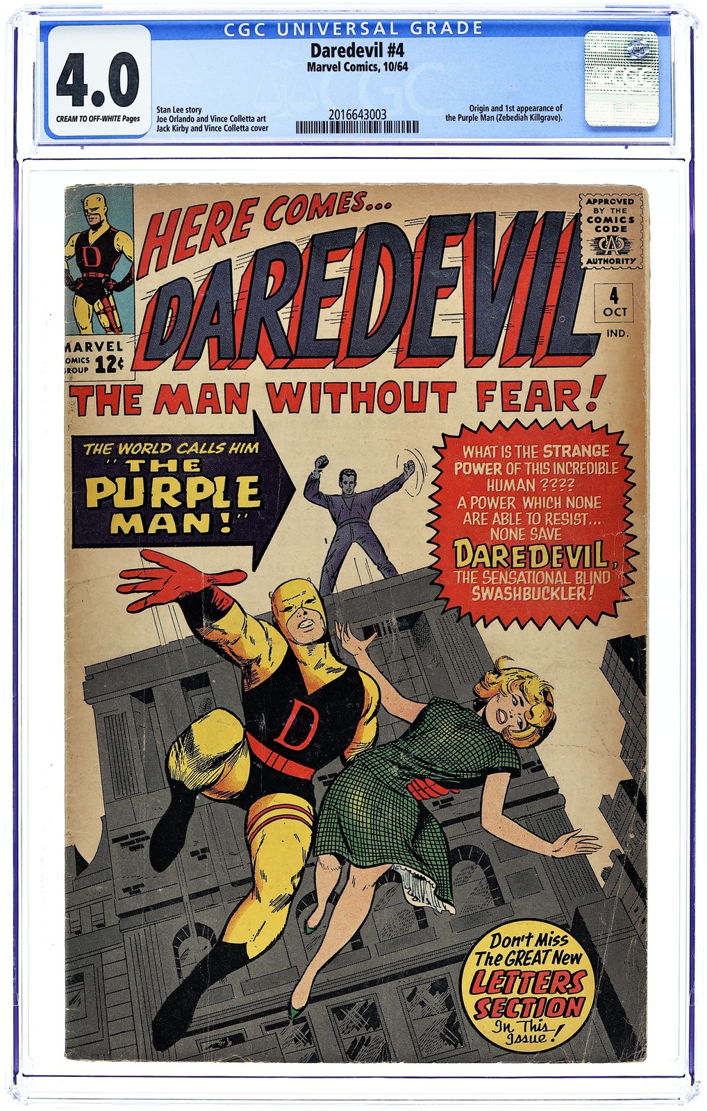 Daredevil #4 CGC 4.0 1964 2016643003 1st app. Killgrave the Purple Man