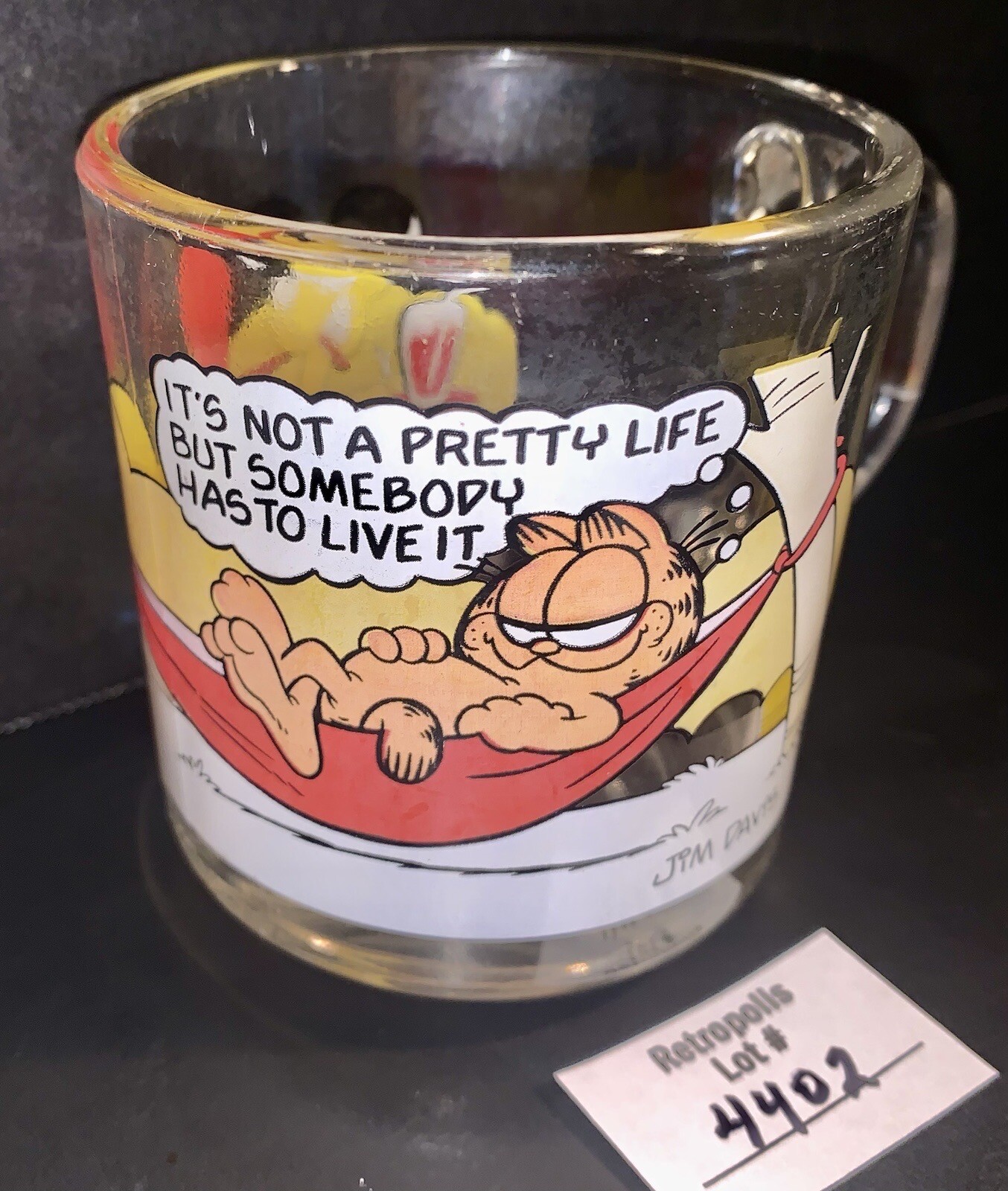 Vintage 1978 Garfield Hammock Glass Mug Cup McDonalds Jim Davis Vintage 1978 Garfield Hammock Glass Mug Cup McDonalds Jim Davis