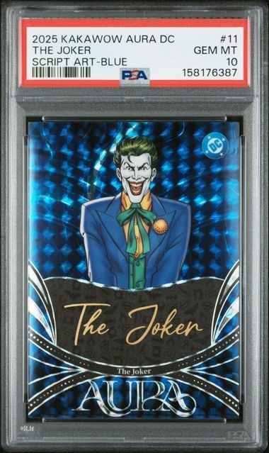 2025 KAKAWOW AURA DC THE JOKER SCRIPT ART BLUE /95 #11 PSA 10 BATMAN