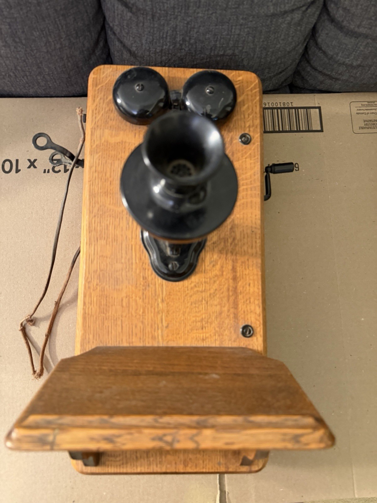 Antique 1900s Kellogg Chicago Hand Crank Oak Wood Wall Telephone Phone 20165