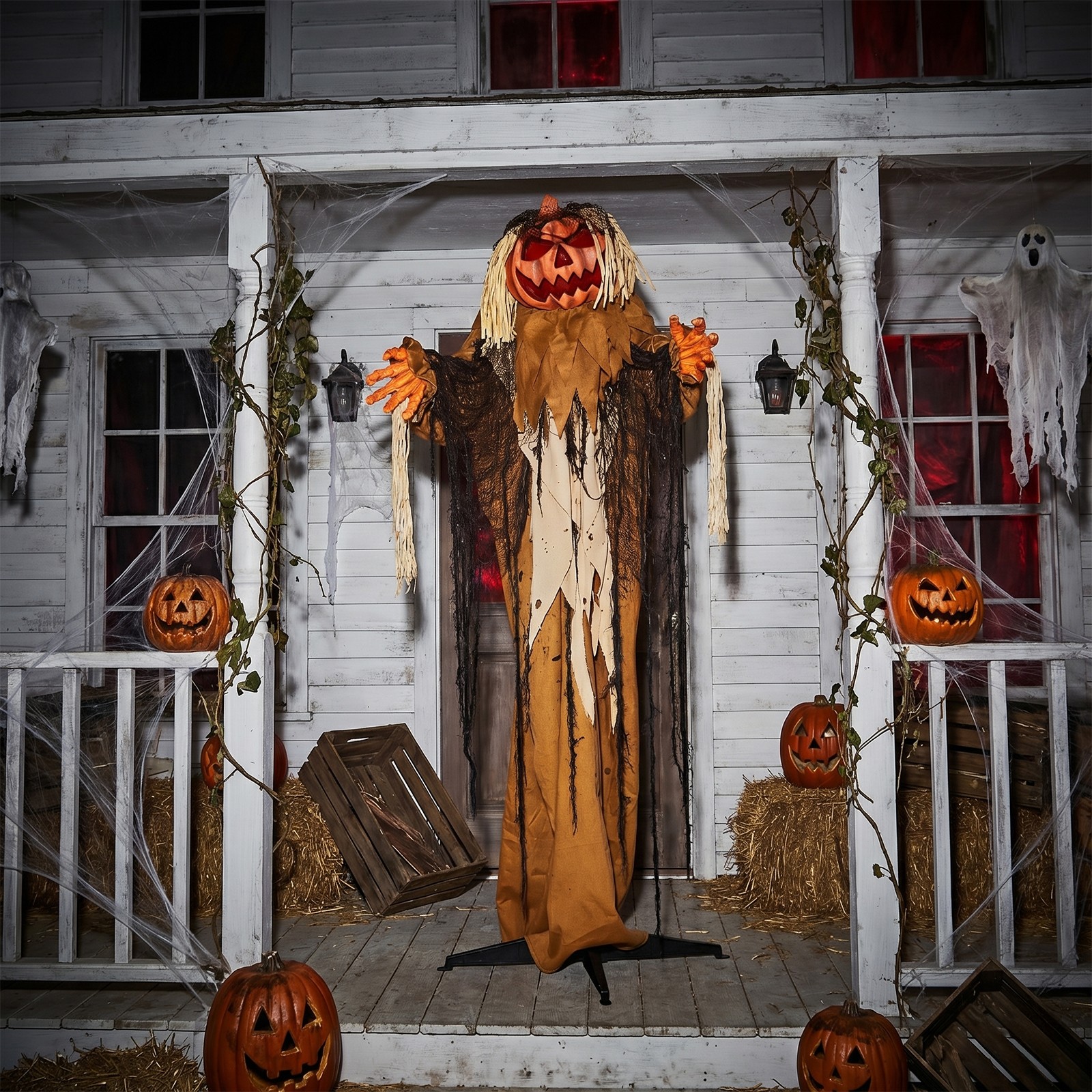 5.5Feet Tall Halloween Scary Sound Pumpkin for In/Outdoor Holiday Decorations