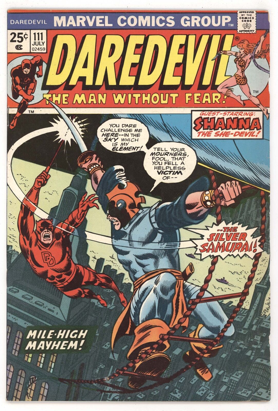 Daredevil 111 Marvel 1974 VG FN Shanna She-Devil 1st Silver Samurai