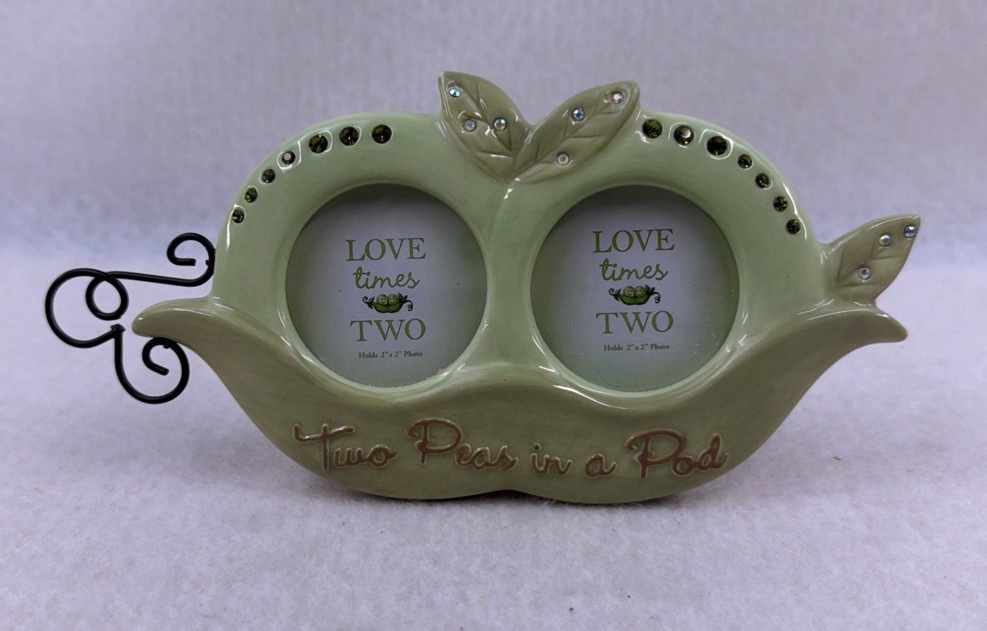 Two Peas in a Pod Twin Baby Picture Frame Holds 2\'\'x2\'\' Nursery Keepsake Gift.