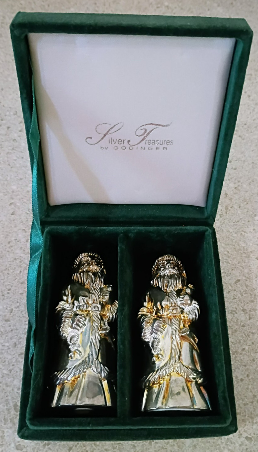 Godinger Silver Treasures Santa Claus Silver Plated Salt & Pepper Shakers In Box