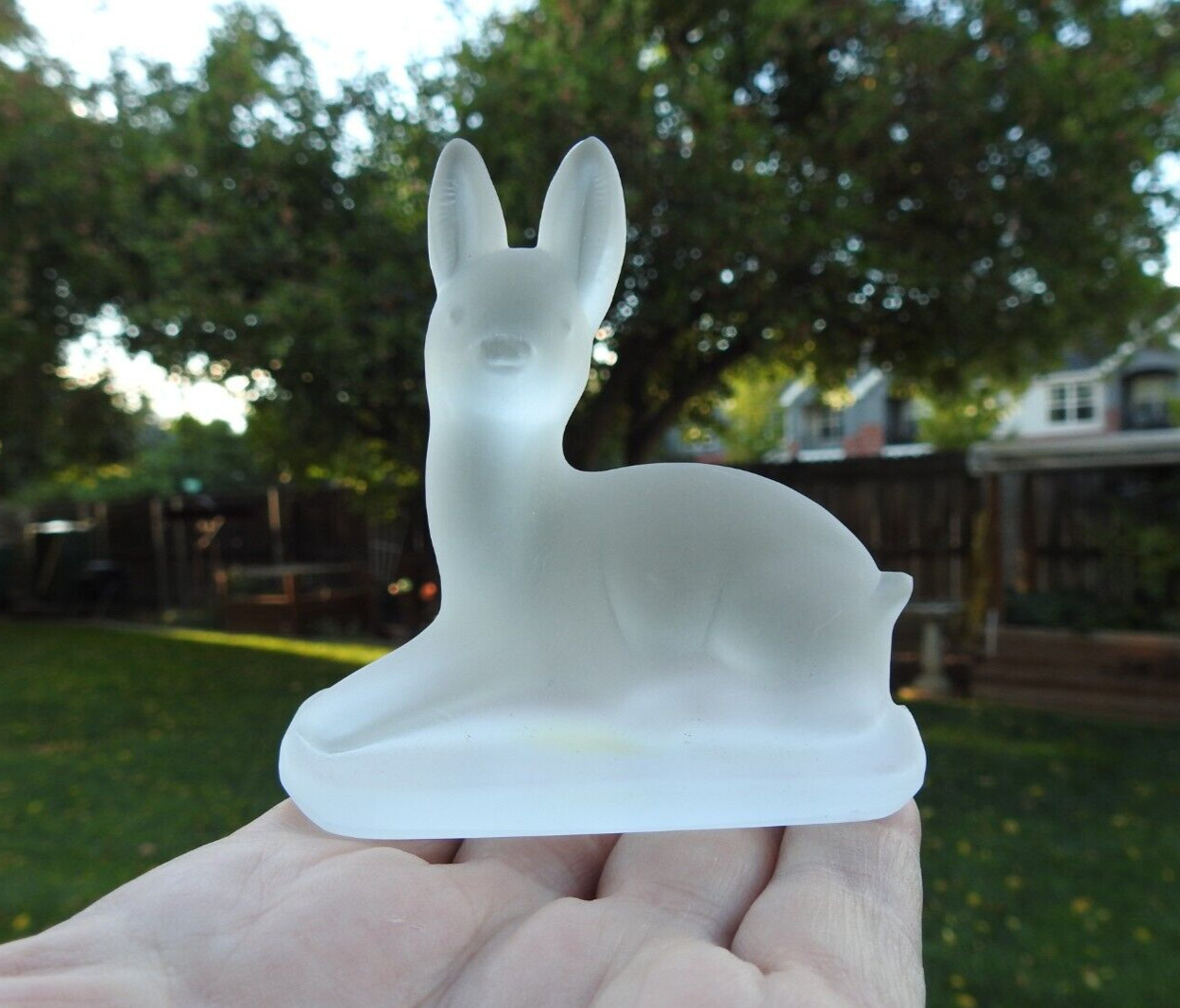 Vintage Kristaluxus Reindeer Fawn Figurine Frosted 24% Lead Crystal Mexico Crisa