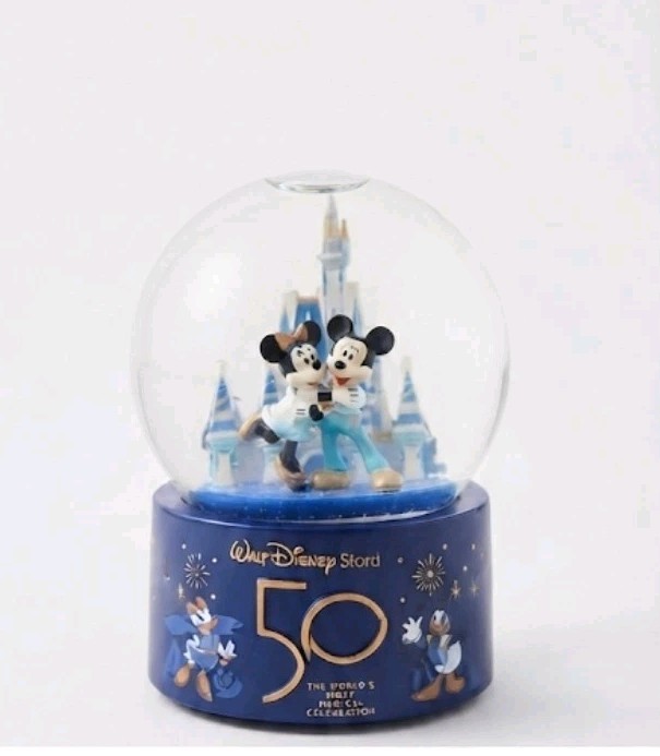 Walt Disney Store Japan Mickey & Minnie Snow Globe 50TH Celebration Japan 