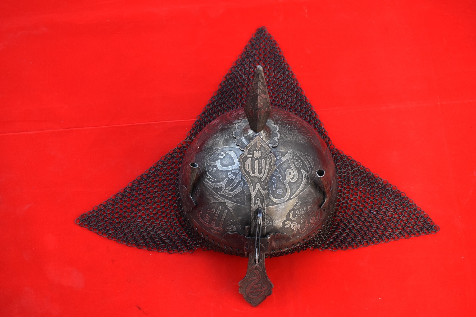 Vintage Mughal Islamic iron Kufic Helmet Khula Khud Helmet engraved Armor