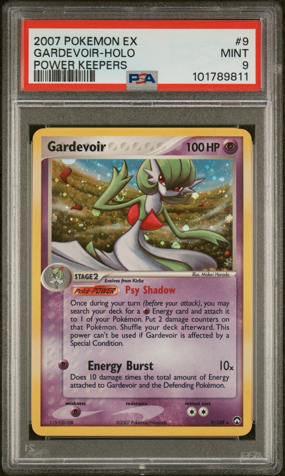 Gardevoir 9/108 Pokemon EX Power Keepers Holo PSA 9