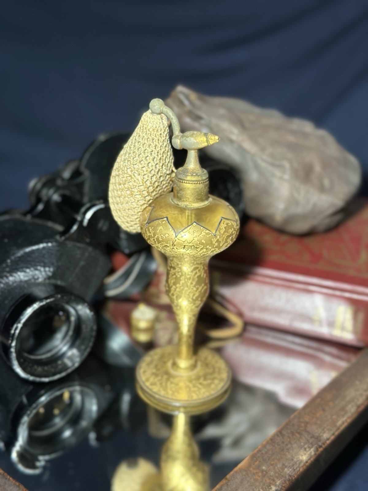 Antique 1920s Art Deco DeVilbiss Gold-Encrusted Glass Perfume Atomizer