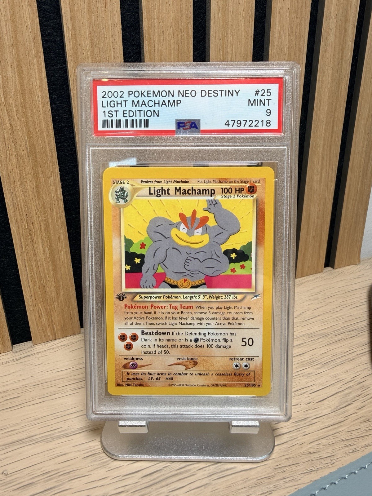 2002 POKEMON NEO DESTINY 1ST EDITION 25/105 LIGHT MACHAMP PSA 9