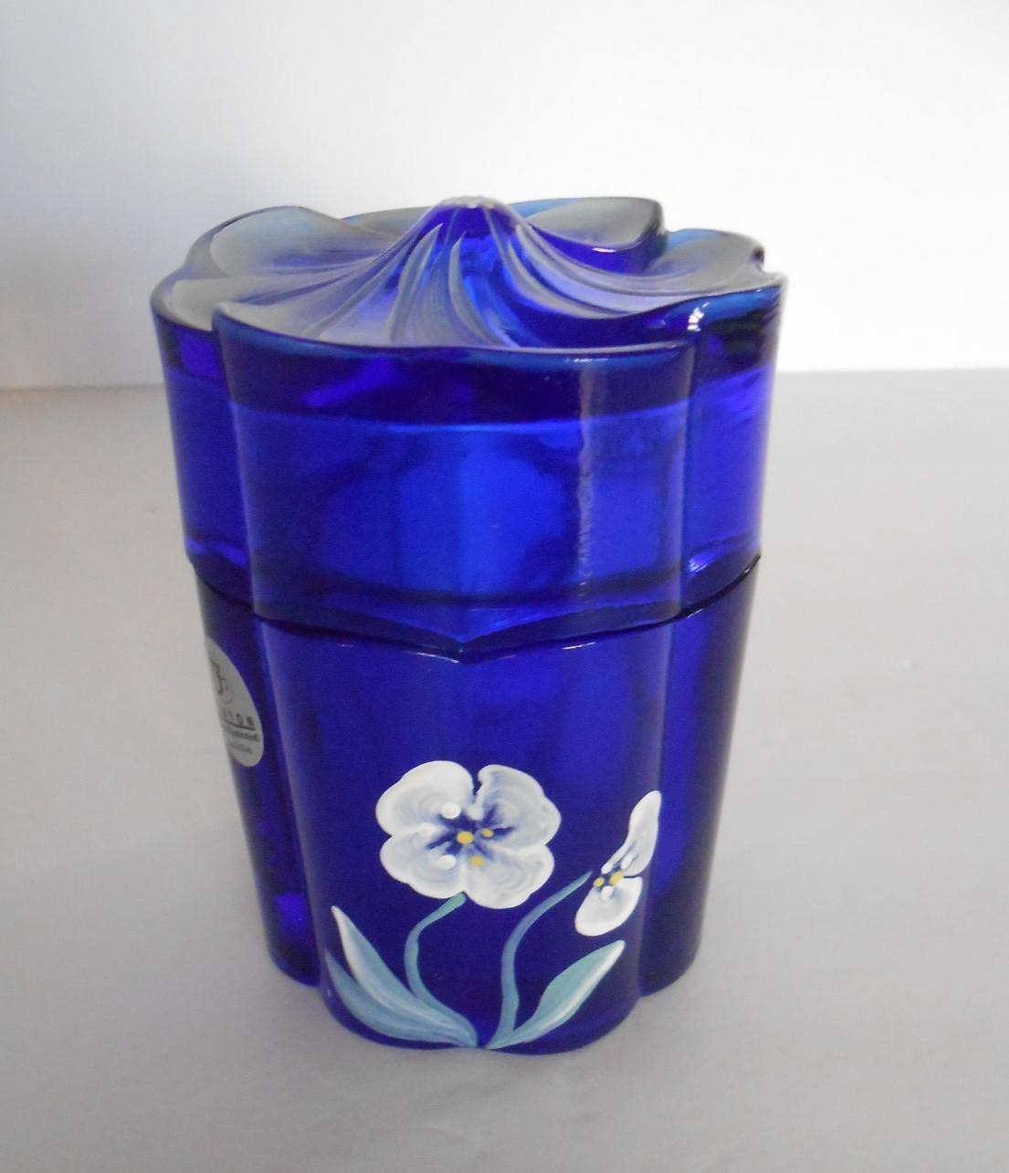 Vtg Fenton 95th Edition Cobalt Blue Glass Vanity Jar Trinket Box with Lid Vtg Fenton 95th Edition Cobalt Blue Glass Vanity Jar Trinket Box with Lid
