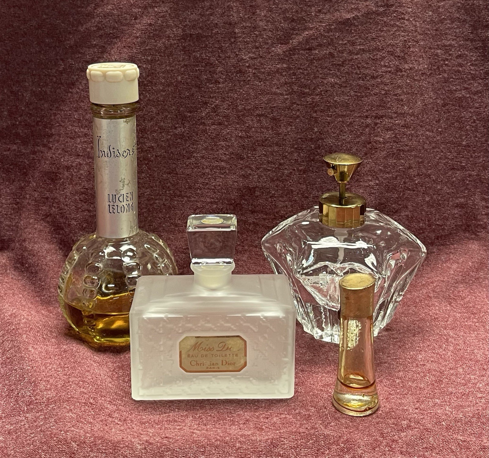 Christian Dior & Lucien Lelong Vintage Perfume/Cologne Bottle Lot (4 pcs)