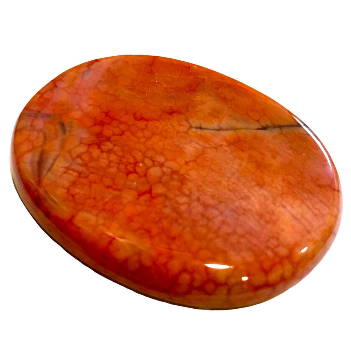 Natural Fire Agate Palm Stone Red Rock Crystal Healing Reiki Polished Worry Ston