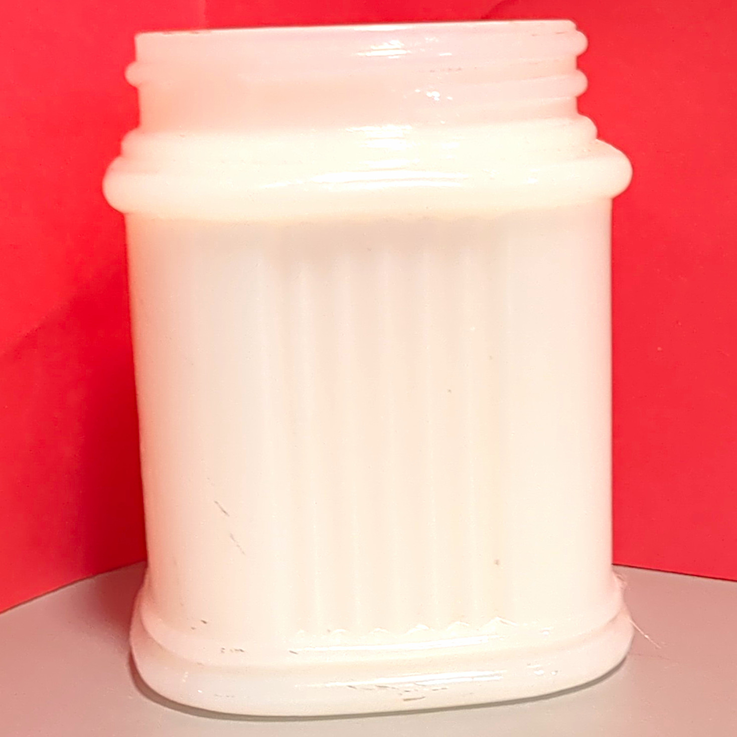 White Square Milk Glass Jar Container, No Lid, White Glass Storage Jar