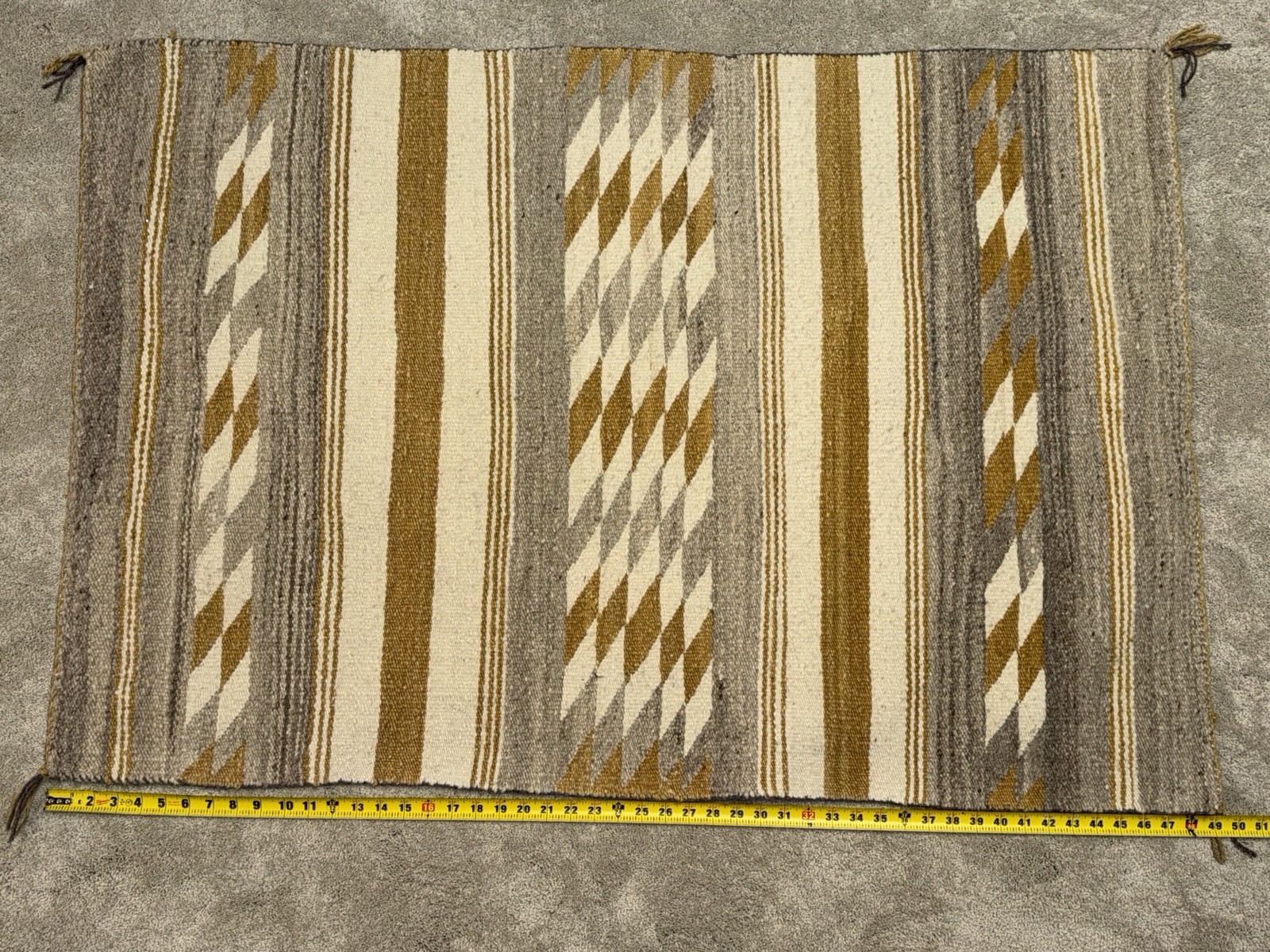 Vintage Native Navajo Geometic Line Pattern Nice Color Rug 49 x 35