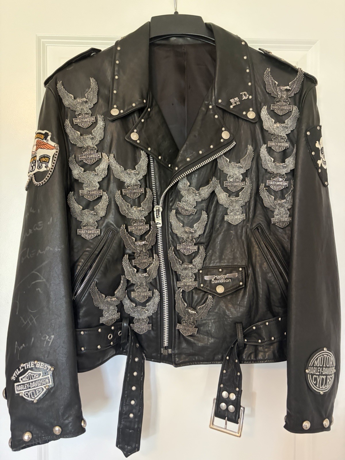 Vintage 1970s/80s Harley Davidson Leather Biker Jacket Custom \