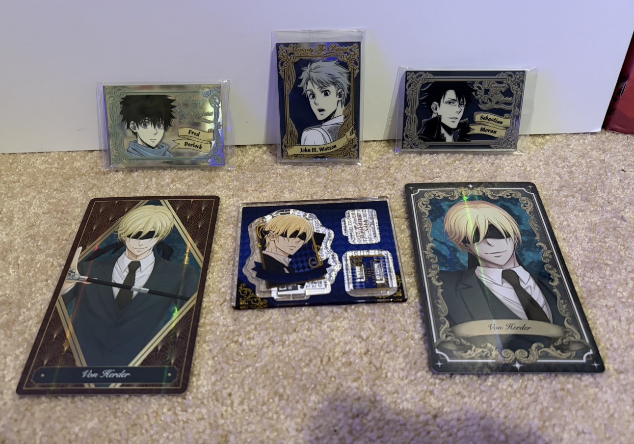 Moriarty The Patriot Merch Lot Of 6 - Tarot Cards, Acrylic Cards & Acrylic Stand