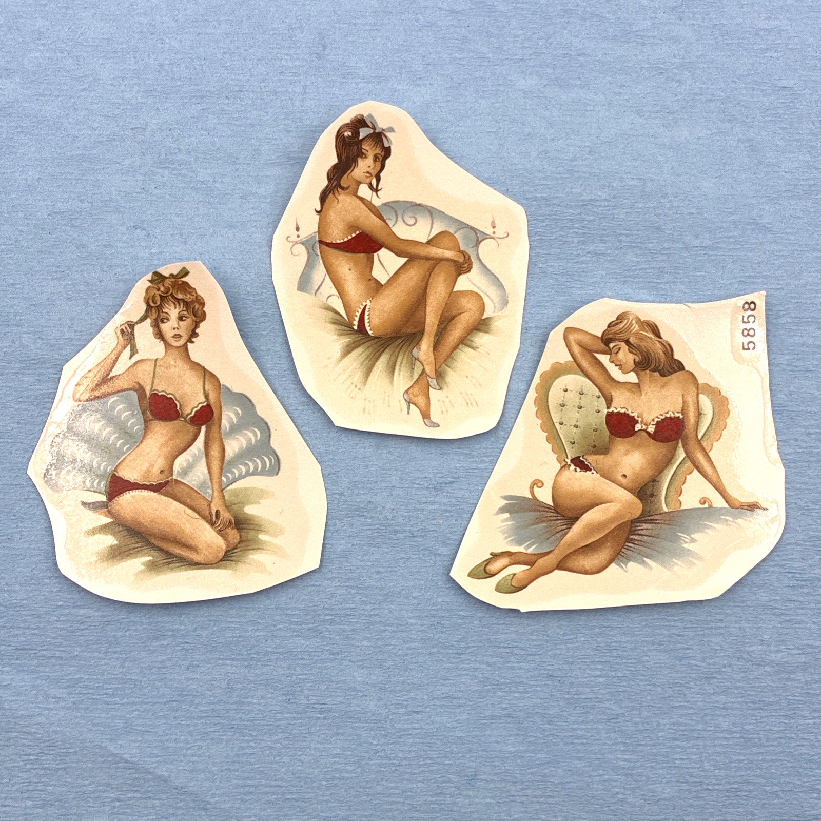 3x Vintage Pinup Decals Bikini Bathing Suit Pin-Up a781