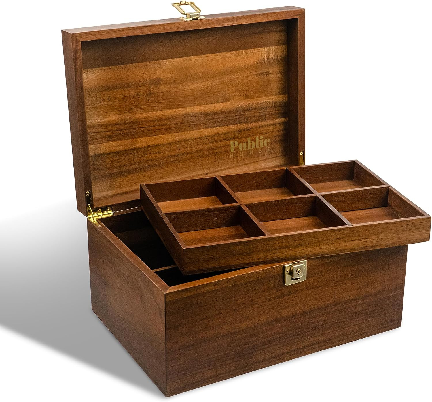Locking Wooden Keepsake Box, Customizable Design with Adjustable Tray. Large Woo Locking Wooden Keepsake Box, Customizable Design with Adjustable Tray. Large Woo