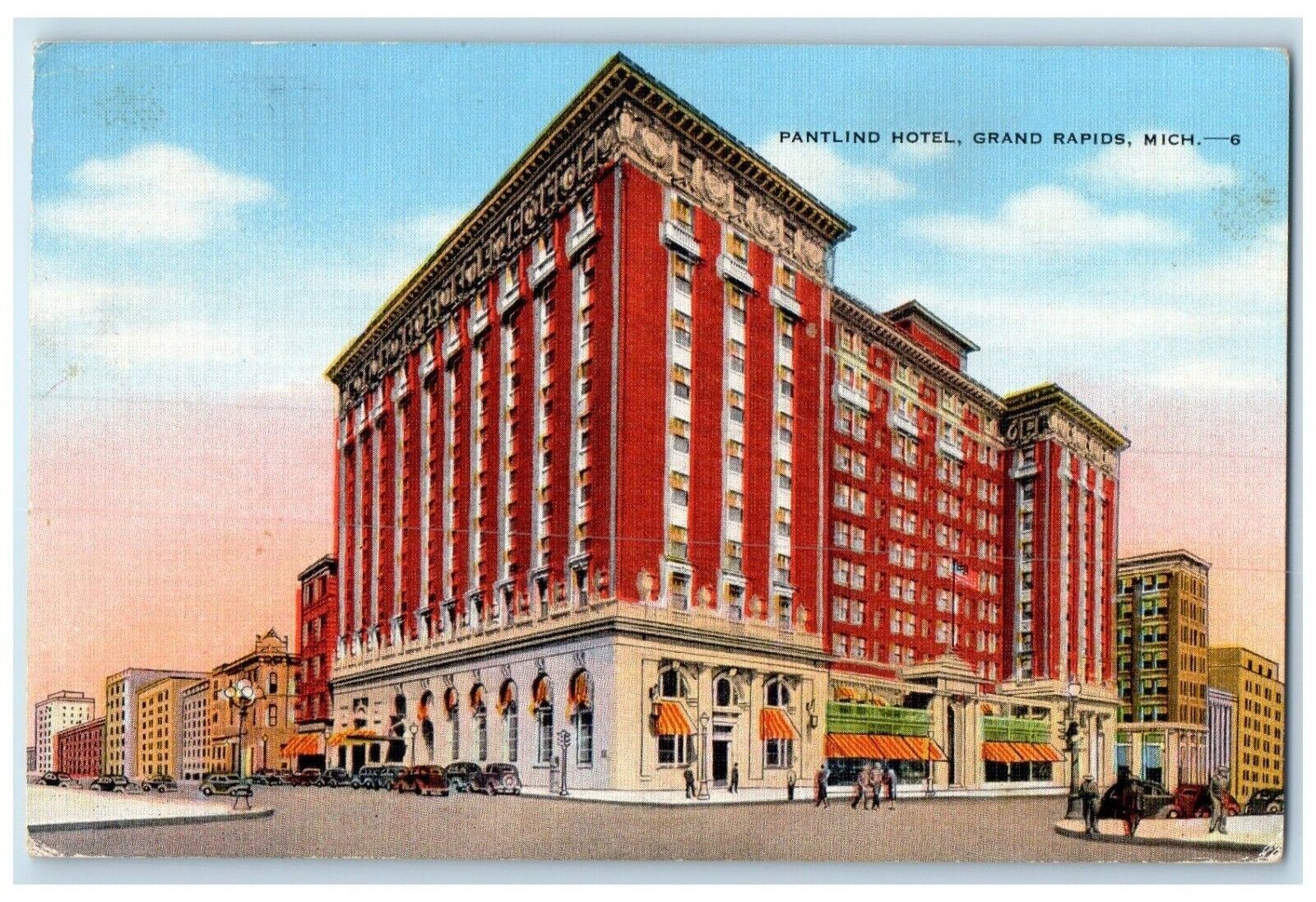1948 Pantlind Hotel Exterior Building Grand Rapids Michigan MI Vintage Postcard