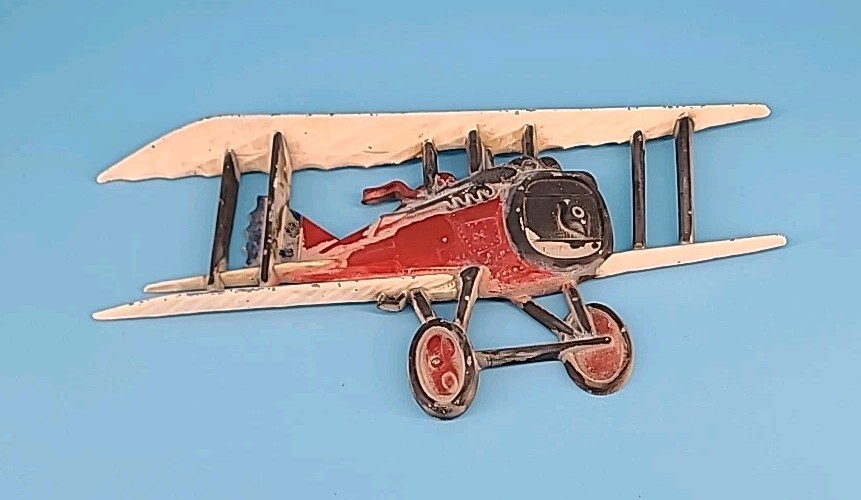 Vintage 1975 Homco Red Metal Biplane Plane Wall Décor Plaque 1232  USA Box5