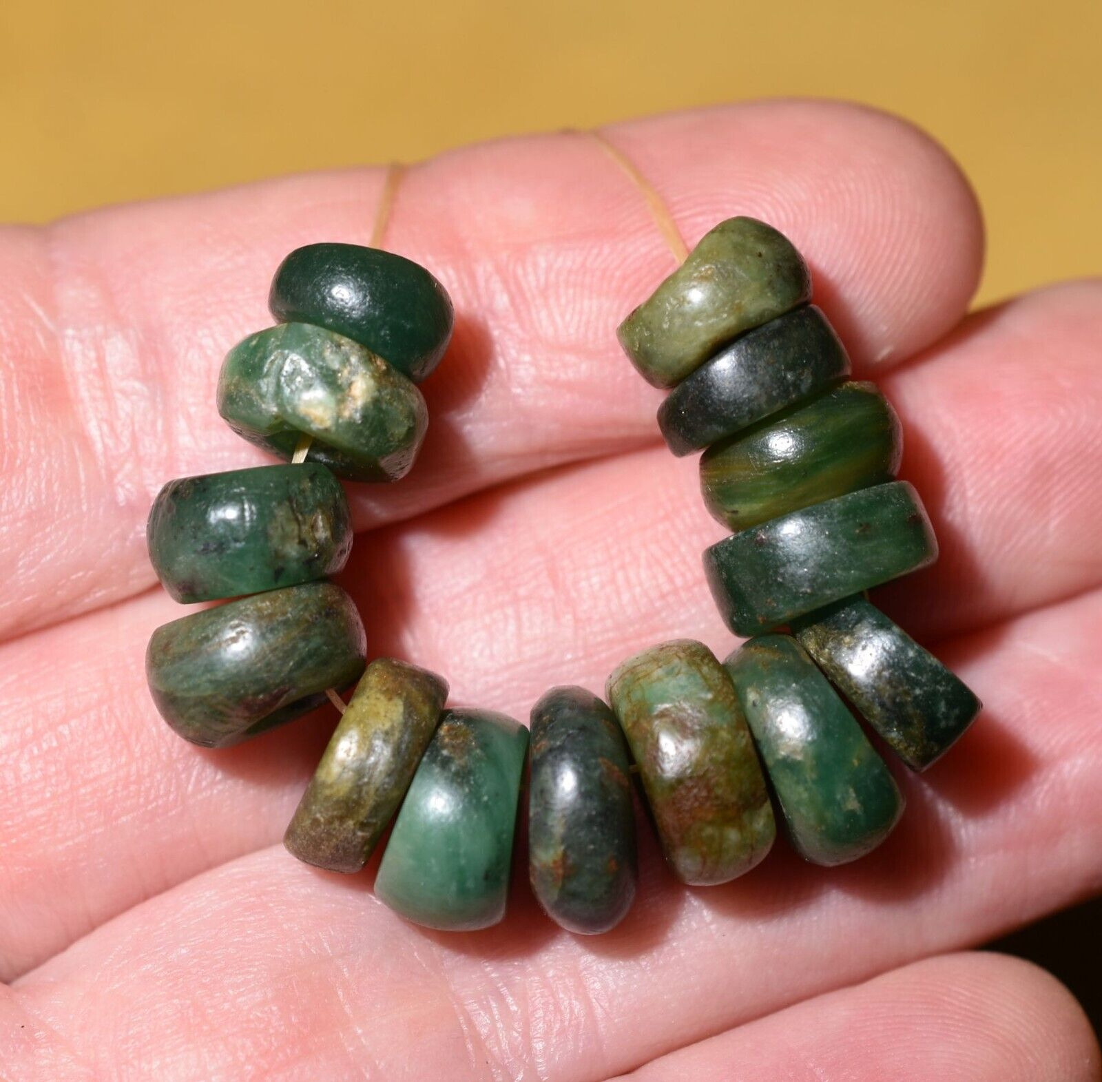 Ancient Excavated Gemmy Serpentine Stone Beads Found Mauritania, African Trade