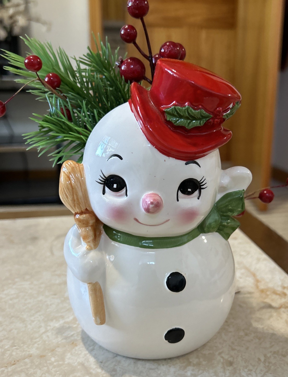 Vintage Lefton Anthropomorphic Snowman Ceramic Christmas Winter Planter Kitsch Vintage Lefton Anthropomorphic Snowman Ceramic Christmas Winter Planter Kitsch