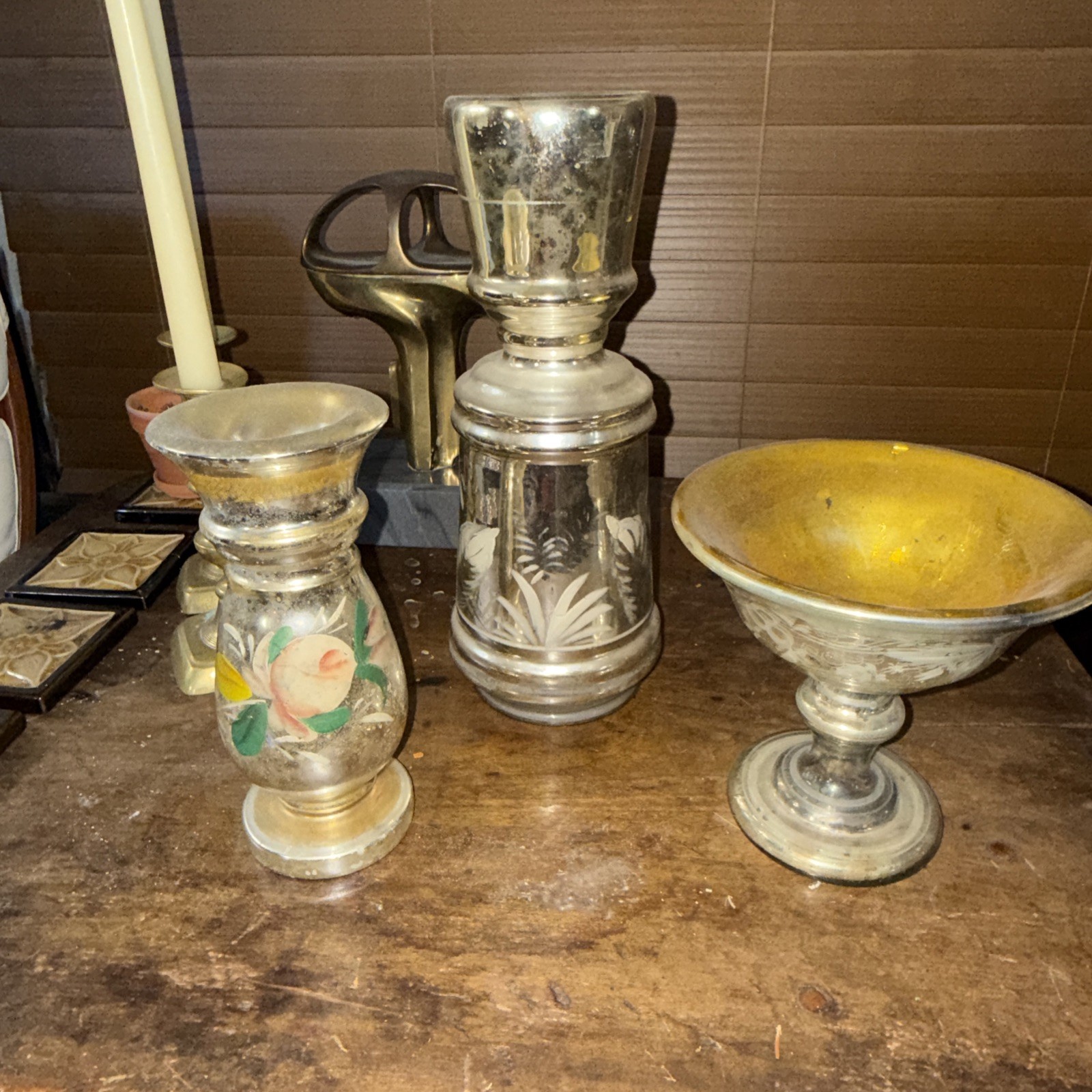 Mercury Glass . A Trio Of Ornaments