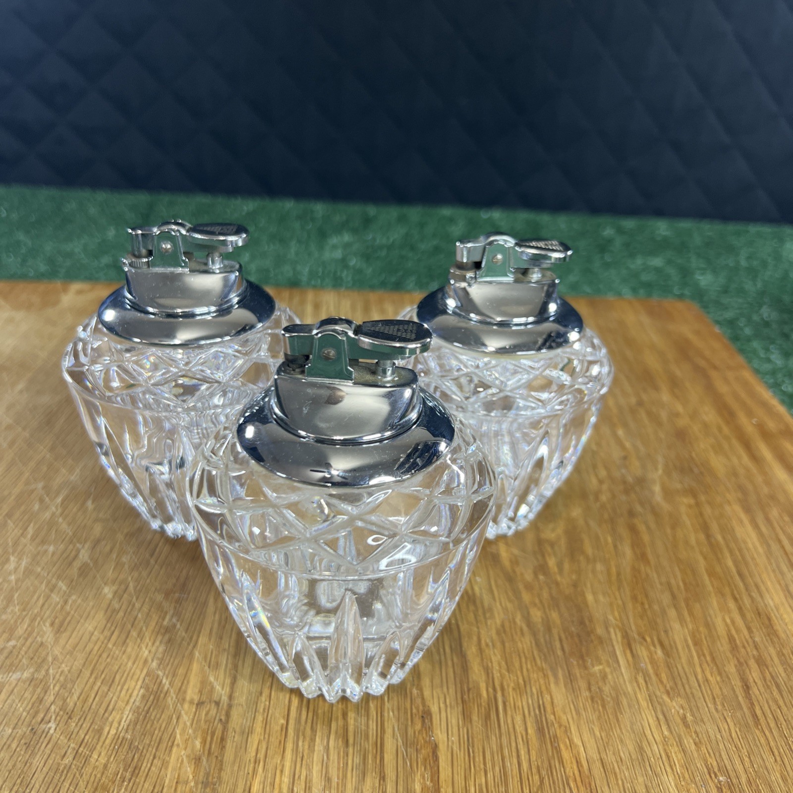 Lot Of 3 1940's Princess House Lead Crystal Heavy Table Lighter Lot Of 3 1940's Princess House Lead Crystal Heavy Table Lighter