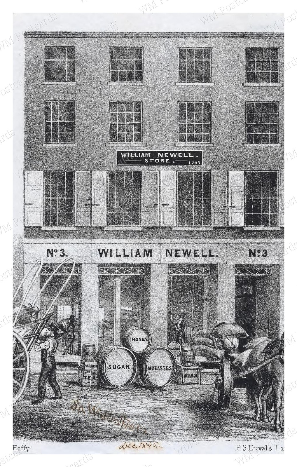 Philadelphia 1846 South Water Street Grocery Store Wagons Standard Postcard