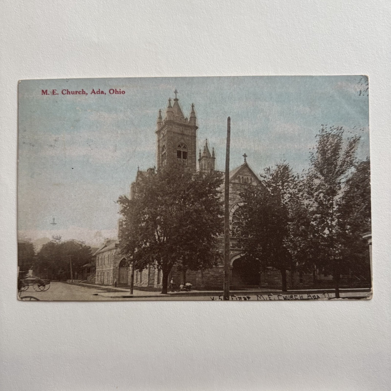 Vintage Postcard First M E Church Ada Ohio Methodist Episcopal Architecture 1911