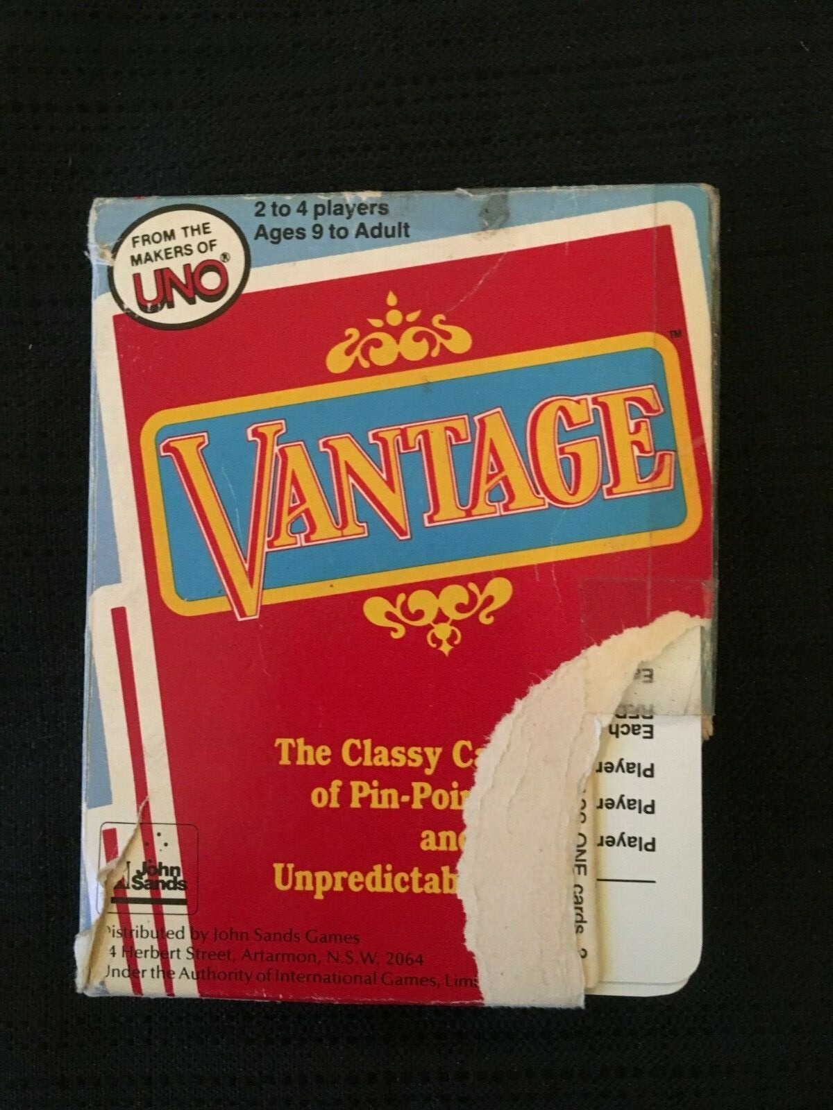 UNO VINTAGE 1985 VANTAGE CARDS MADE IN HONG KONG UNO VINTAGE 1985 VANTAGE CARDS MADE IN HONG KONG