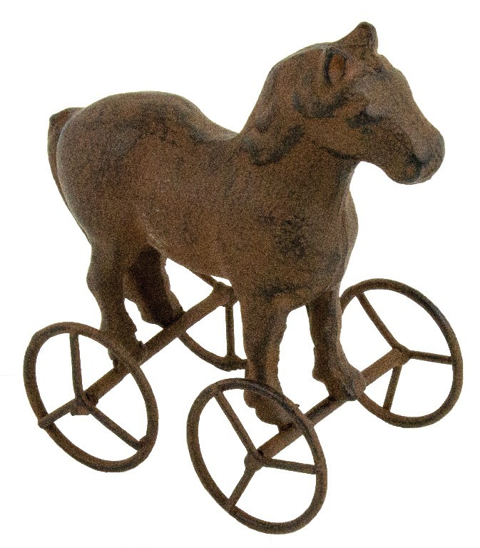 Vintage Style Cast Iron Horse on Wheels Rusti Decorative Figurine-4.5'' x 4.5''H