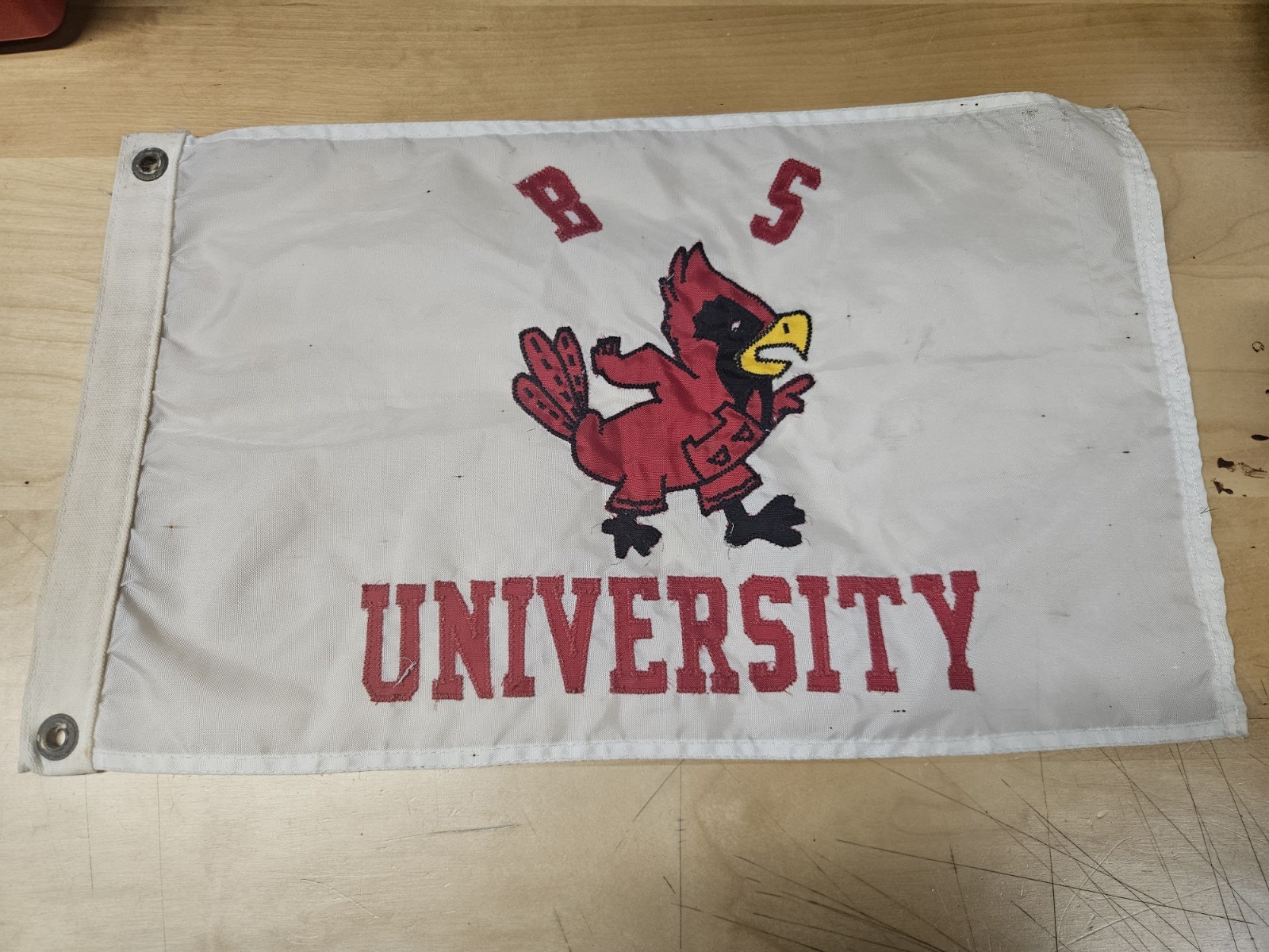 Vintage Ball State University Cardinal Mascot Boat Flag Burgee Pennant College