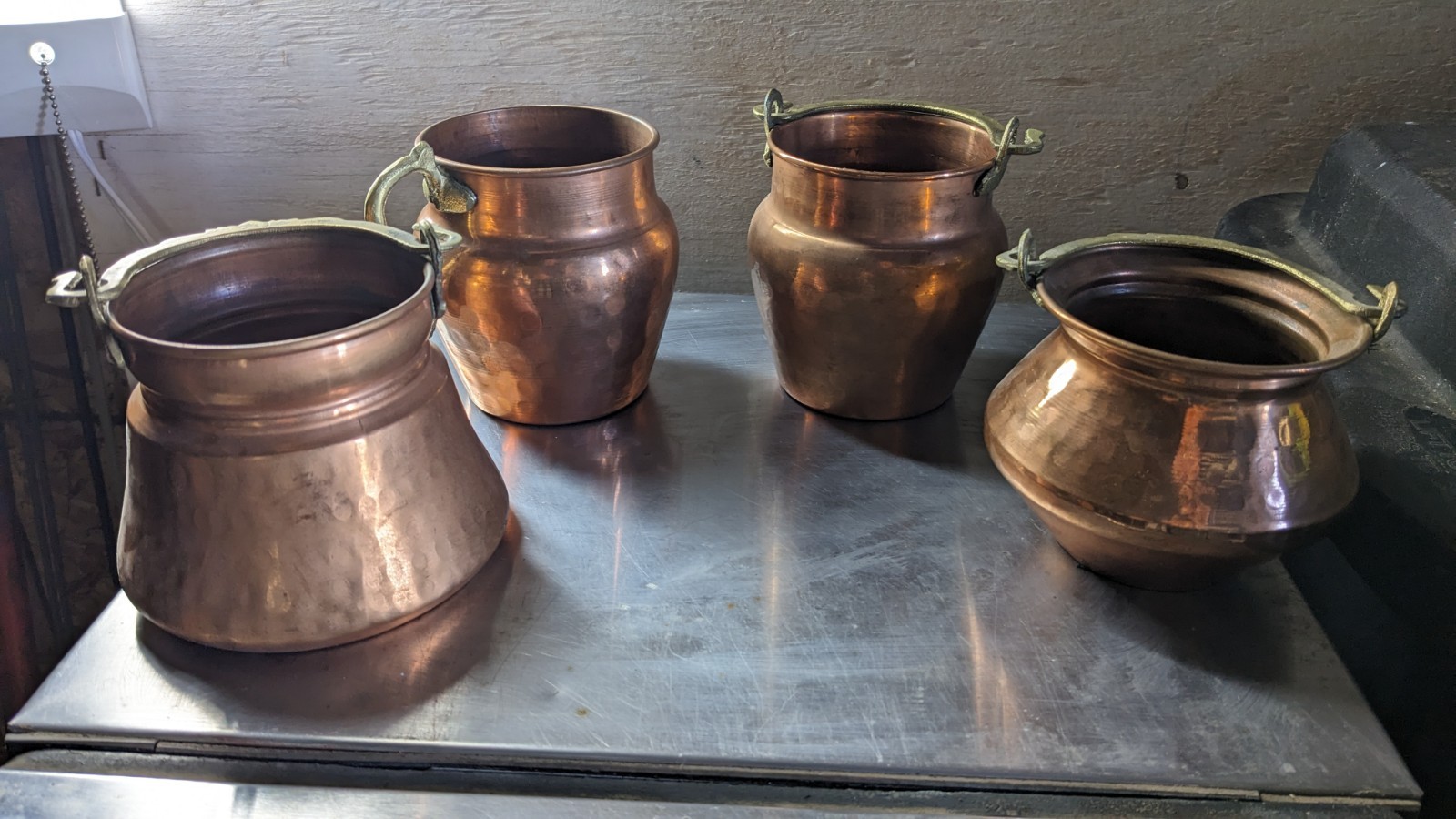 Vintage Turkish Solid Copper 4”T. Pot Kettle Houston Int. Trading Co. SET 4 