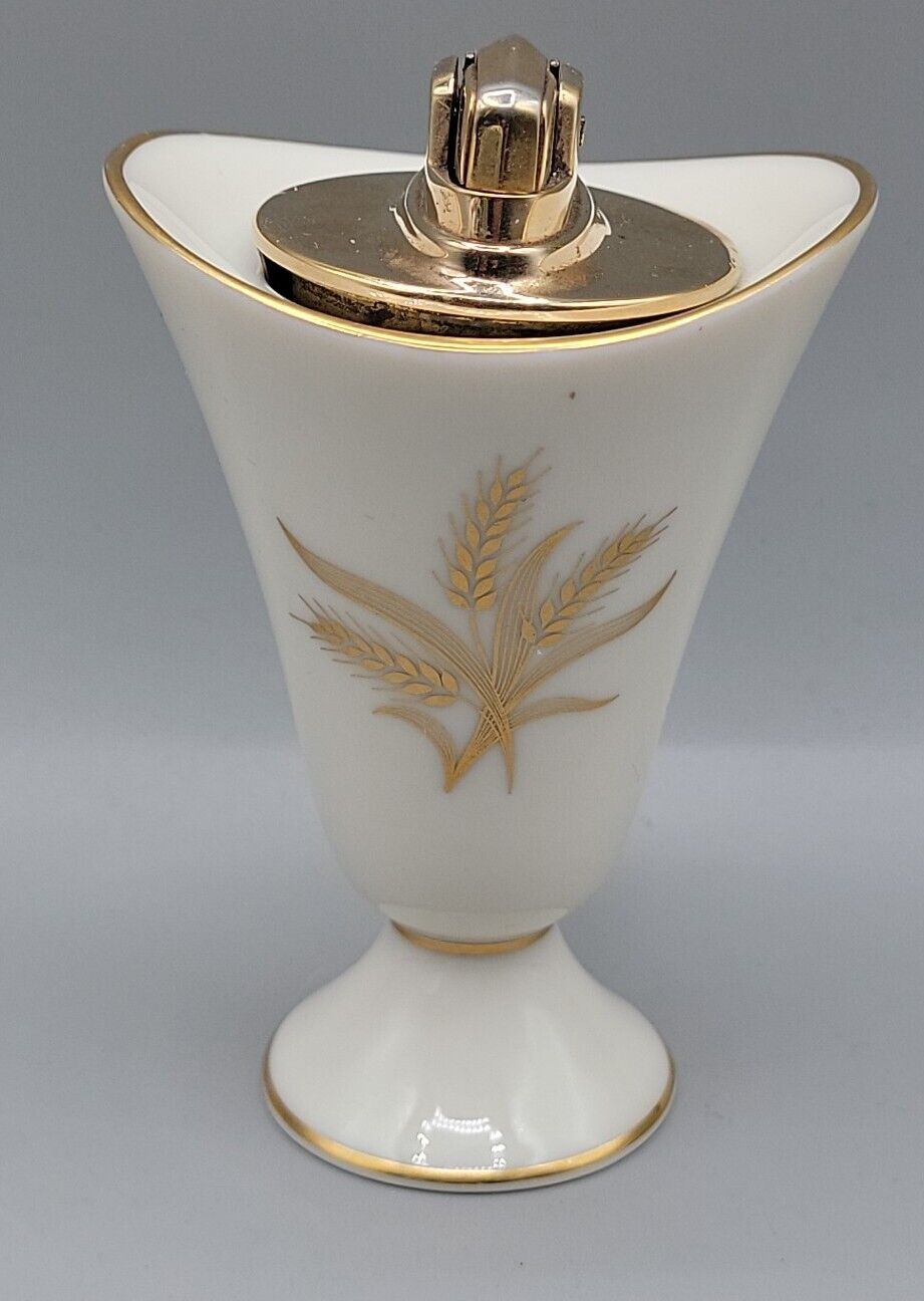 Vintage Lenox Large Table Lighter Gold Accented Wheat Designs