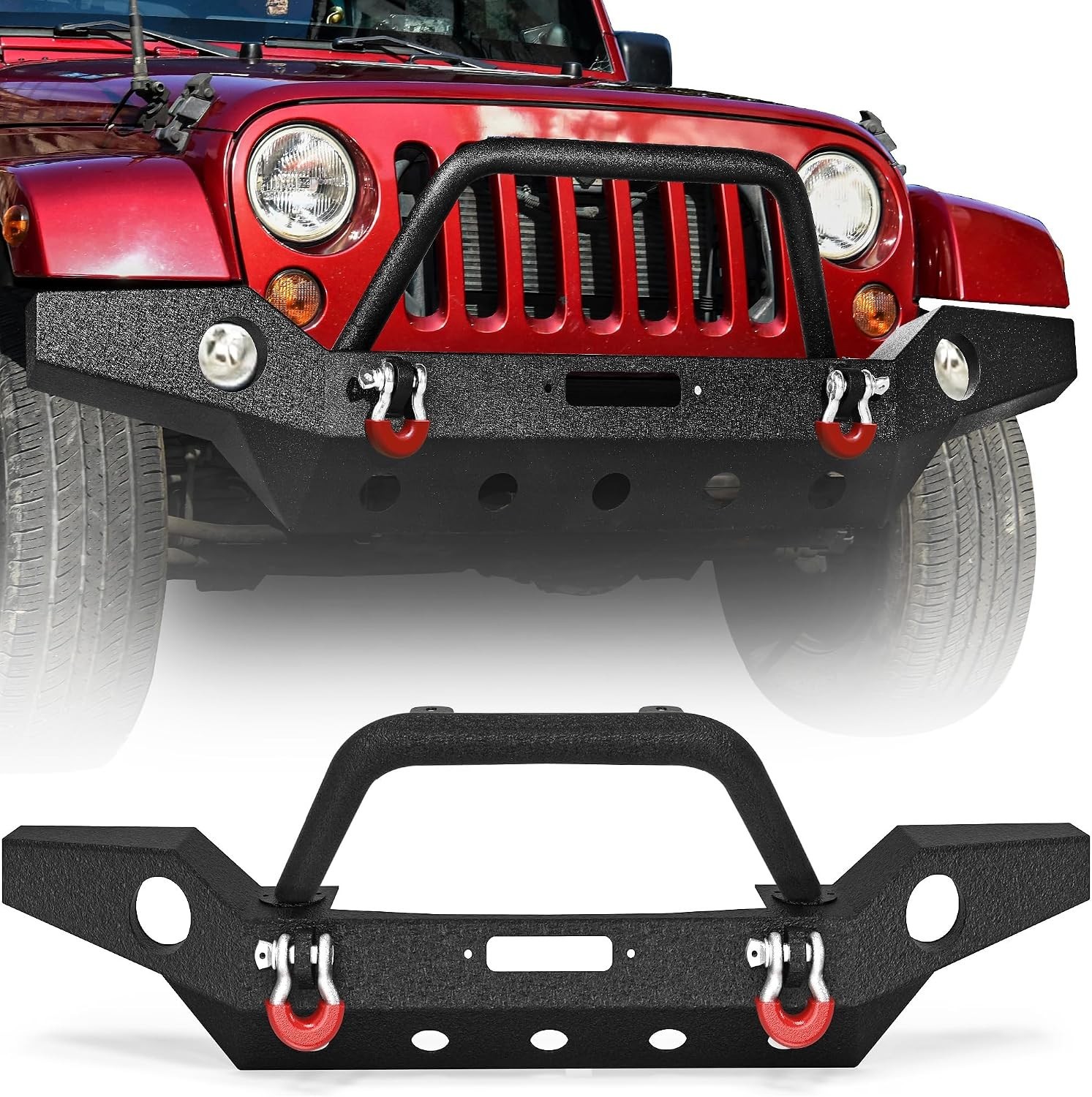 Full Width Front Bumper Compatible with 07-18 Jeep Wrangler JK and JK Unlimited 