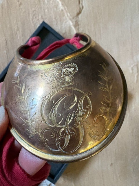 Antique 1800s British Georgian KIng George III Napoleanic Era Gilt Brass Gorget