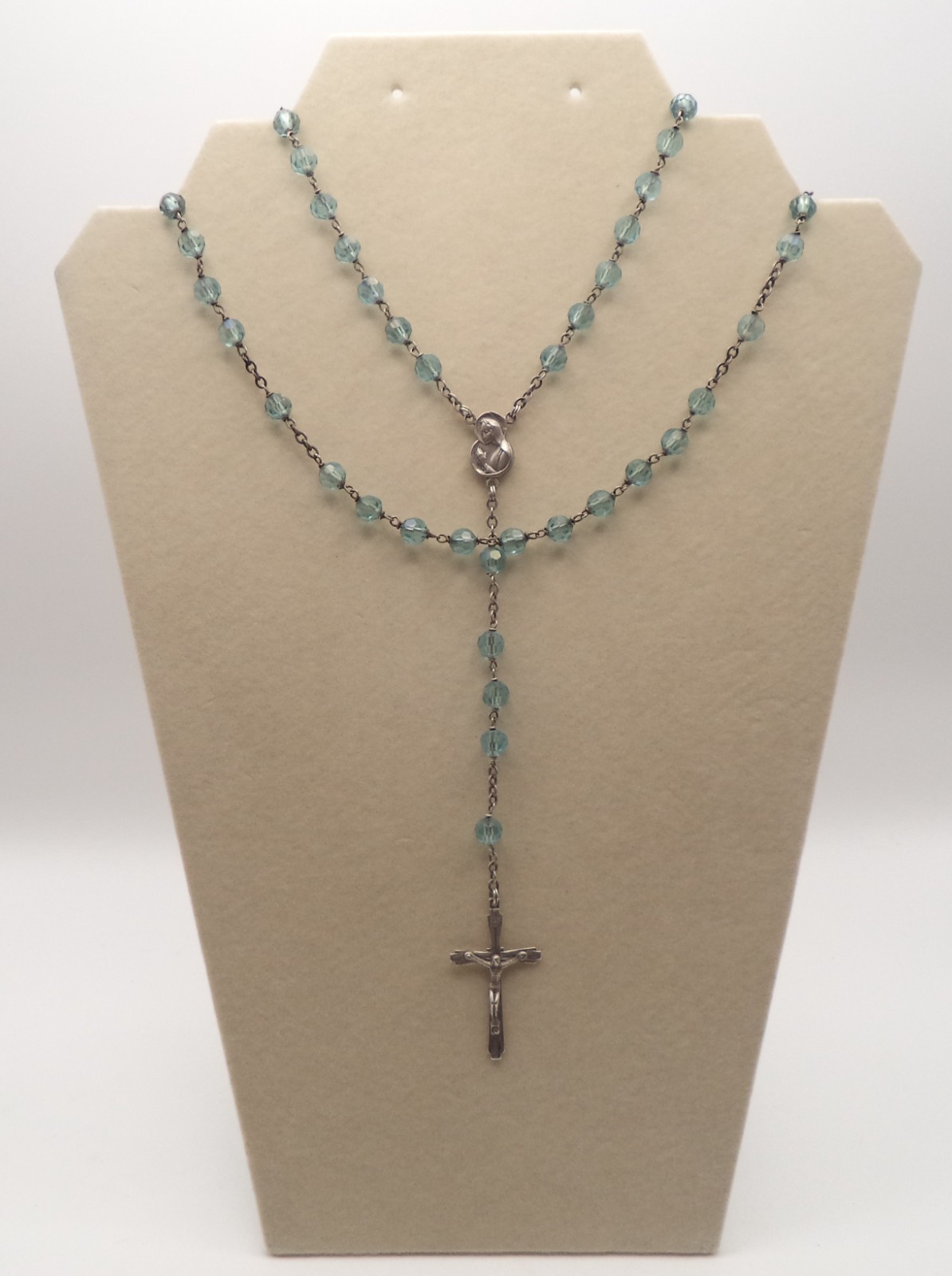 Vintage Sterling Silver Blue Crystal Rosary Italy Roma 18 Vintage Sterling Silver Blue Crystal Rosary Italy Roma 18