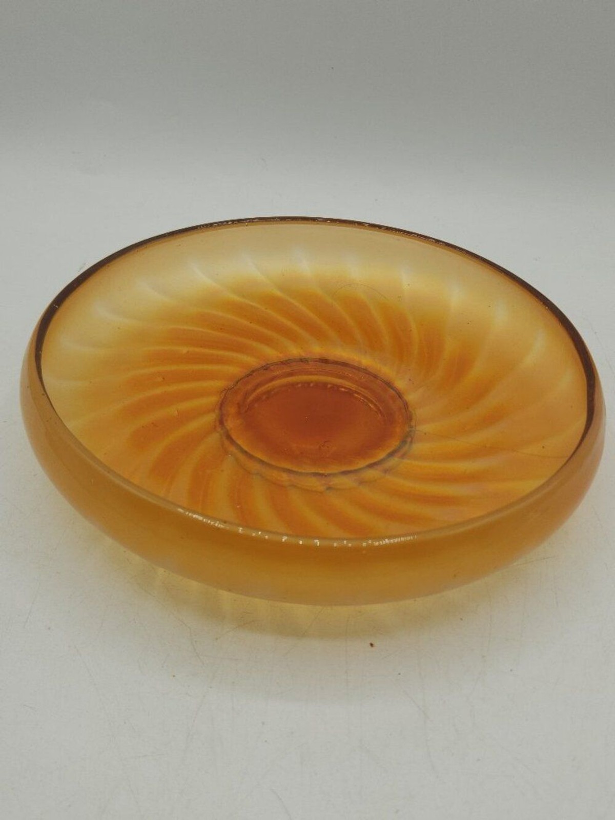 Vintage Swirl Carnival Glass Bowl/Dish Orange Iridescent
