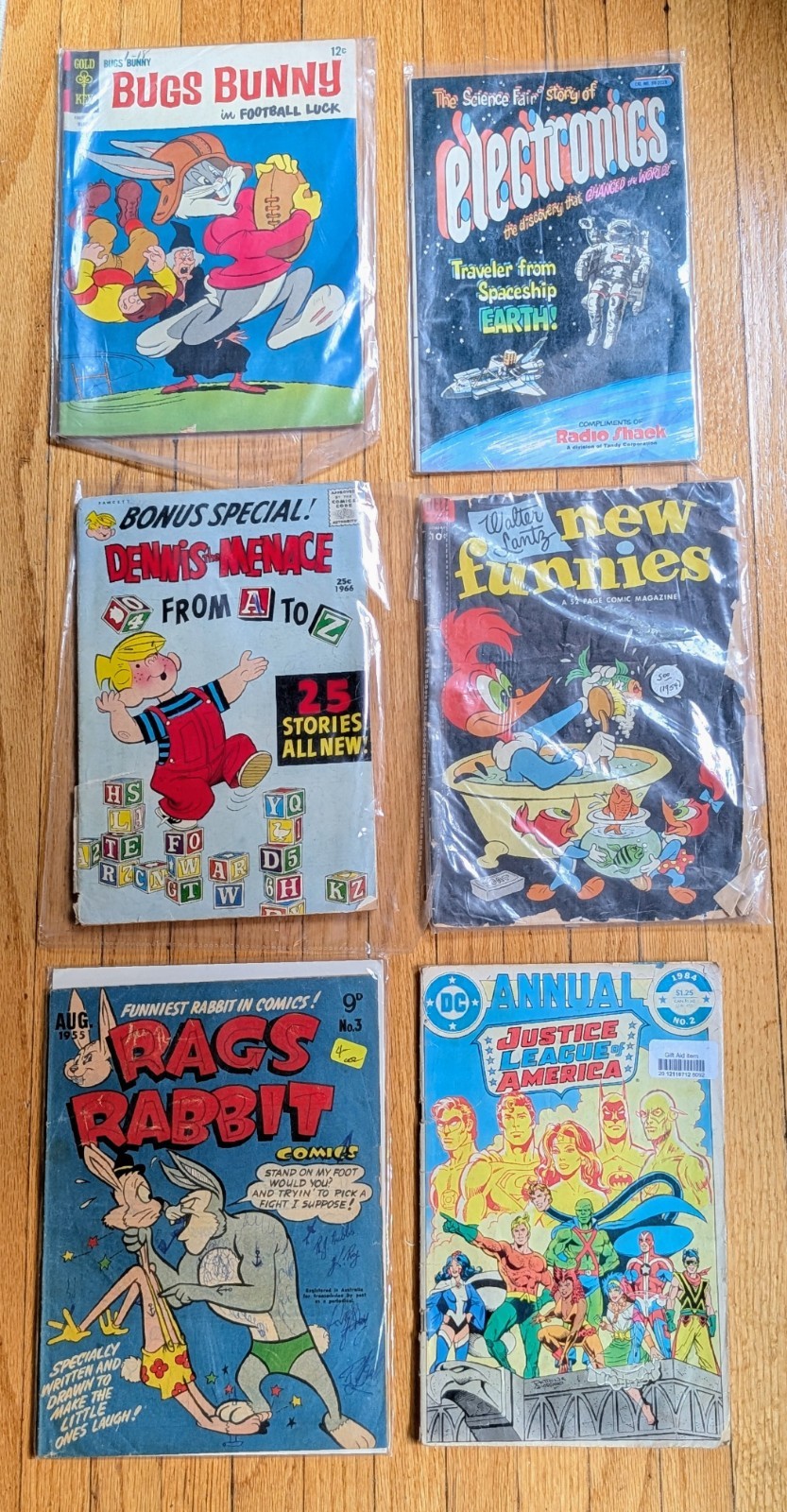Vintage Lot Bugs Bunny Justice League Dennis Menace Rags Rabbit Golden Age Comic