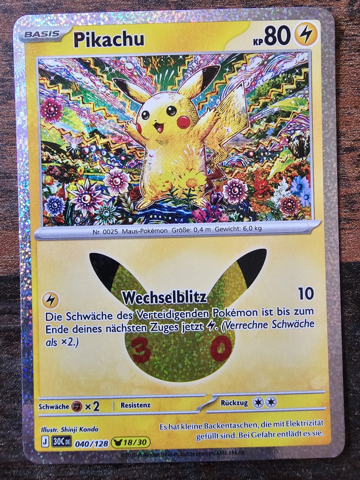 Pokemon, Pikachu, 30C-DE 040/128