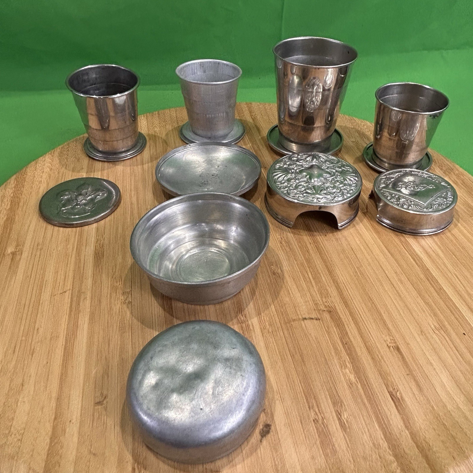 Vtg Collapsible/Telescopic Tin Travel Drinking Cup BSA Knox Swedish Church Art