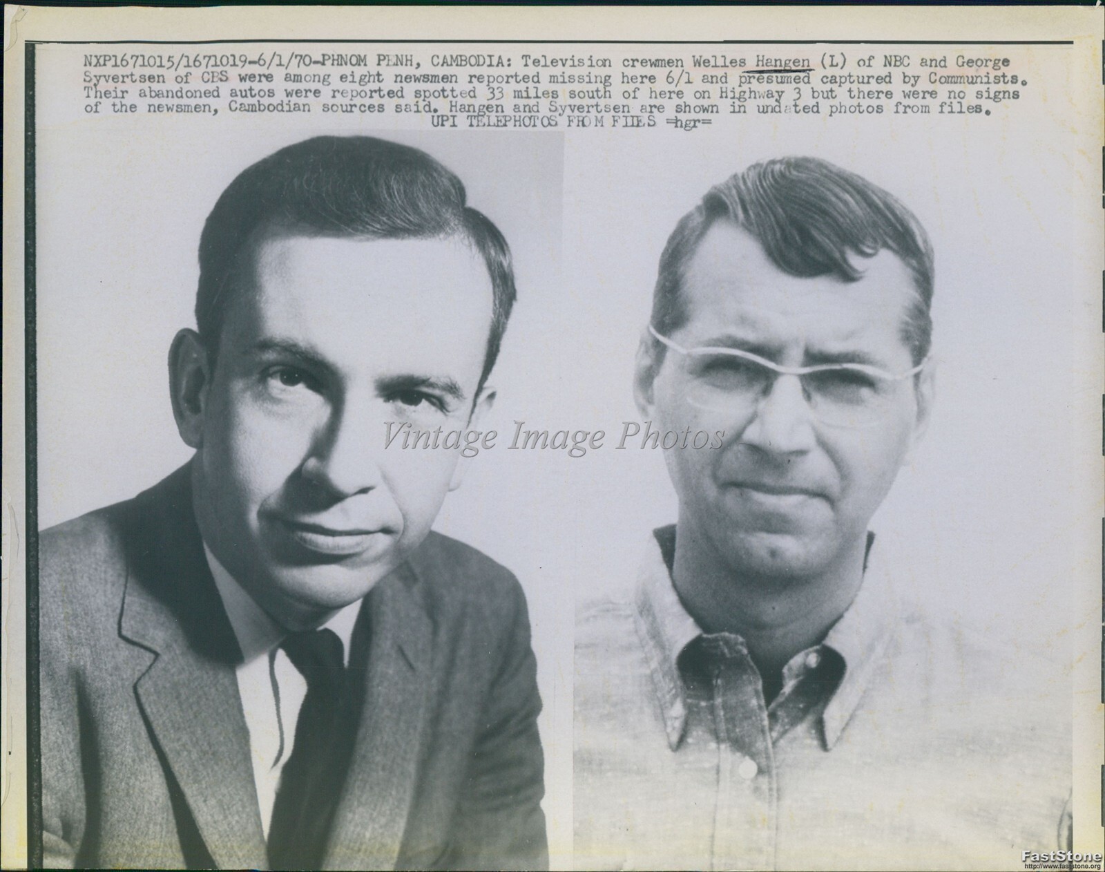 1970 Television Crewmen Missing In Phnom Penh Cambodia Wirephoto 7x9